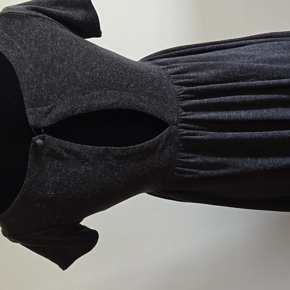 Dark Gray Short Sleeve Dress Size Sm Kimichi Blue Round Neck Mini Rough Edge - Picture 6 of 9